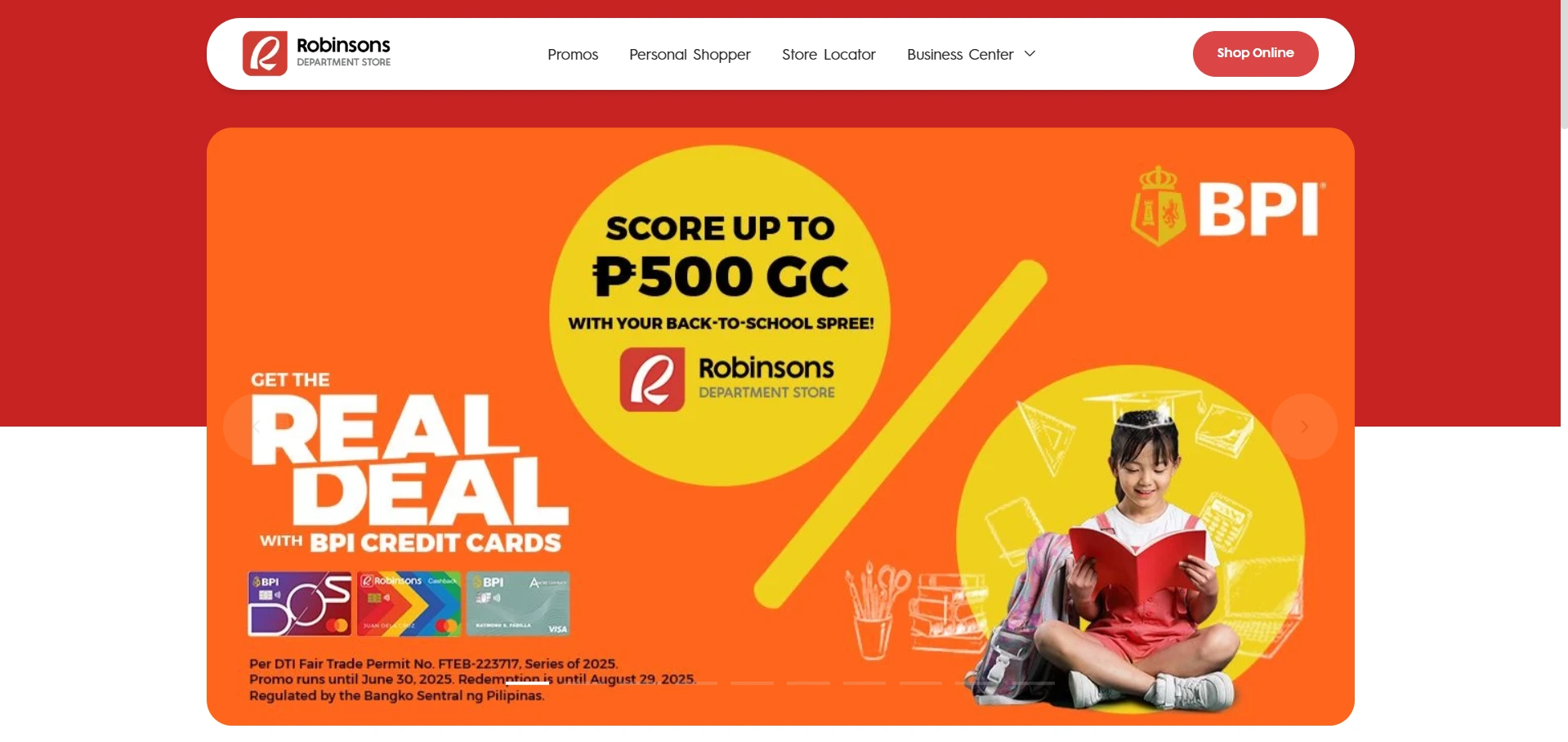 Robinsons Department Store Website Screenshot